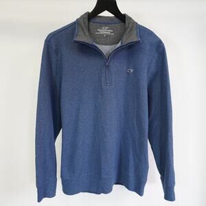 Vineyard Vines Men's Saltwater 1/4 Zip Pullover Men's S Blue Cotton Blend